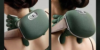Real Hand Touch EMS Neck & Shoulder Massager Rechargeable | 3 Speed Modes | Temperature Control | Unisex | Green Edition | 2025 New Release