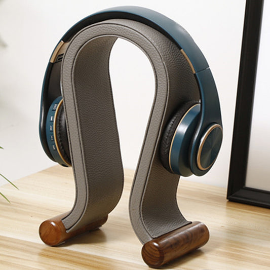 Alineart Bluetooth Headset Stand | Walnut U-Shape Leather Headphone Display Stand | Modern Desk Organizer & Gift
