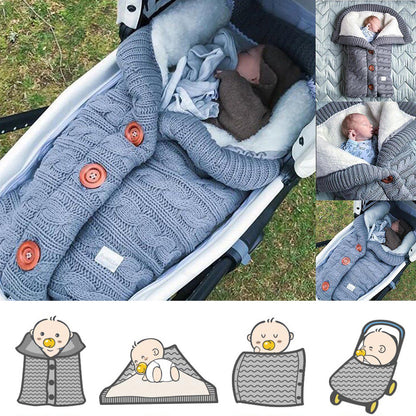 Winter Knit Baby Swaddle Sleeping Bag | Infant Wrap Blanket | Button Closure | Newborn Baby