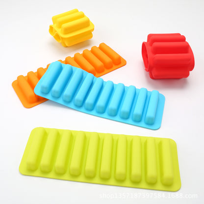 10-Cavity Silicone Ice Tray & Finger Cake Mold | Popsicle & Long Ice Cube Maker