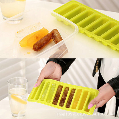 10-Cavity Silicone Ice Tray & Finger Cake Mold | Popsicle & Long Ice Cube Maker