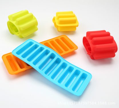 10-Cavity Silicone Ice Tray & Finger Cake Mold | Popsicle & Long Ice Cube Maker
