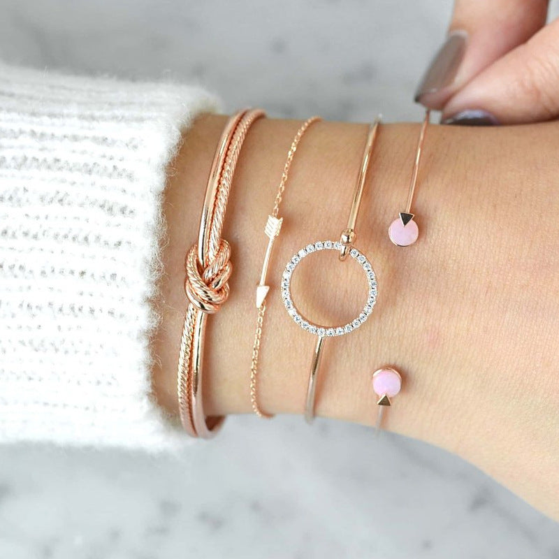 4-Piece Geometric Charm Bracelet Set – Chic, Modern & Effortlessly Stylish