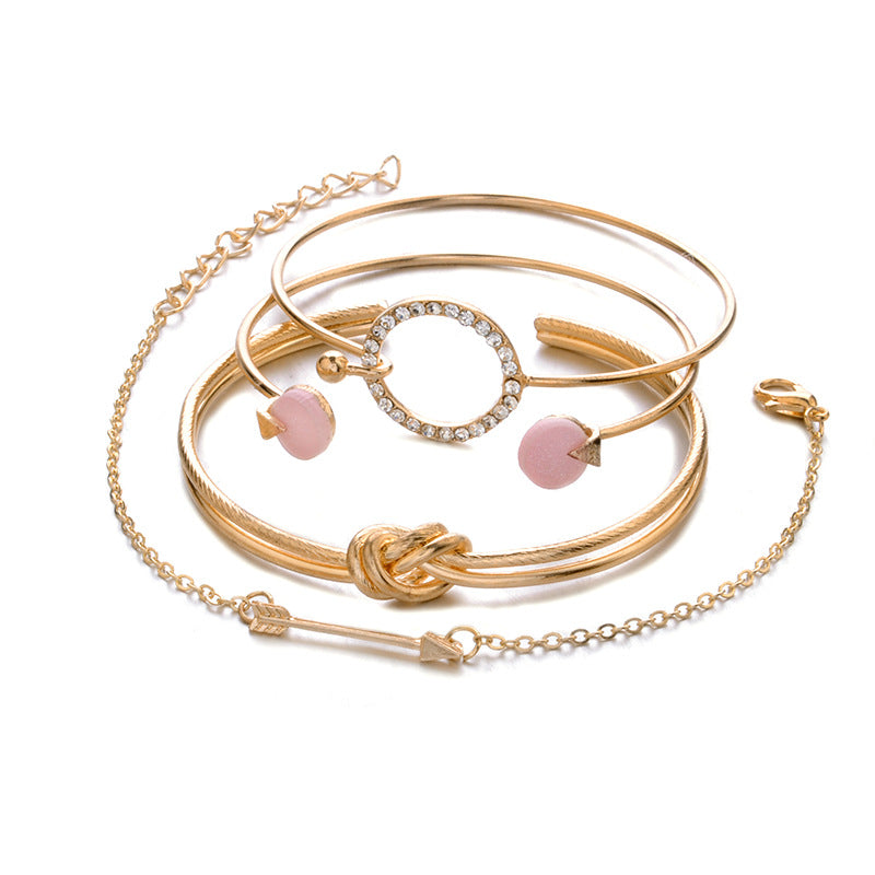4-Piece Geometric Charm Bracelet Set – Chic, Modern & Effortlessly Stylish