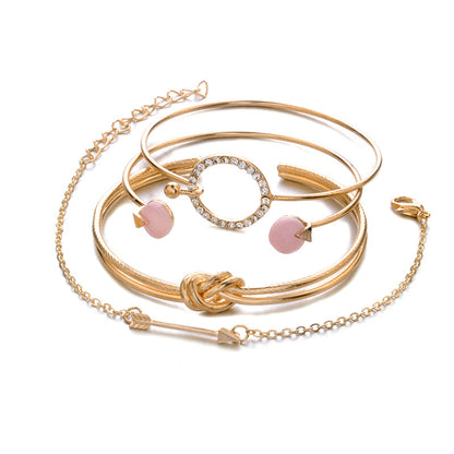 4-Piece Geometric Charm Bracelet Set – Chic, Modern & Effortlessly Stylish