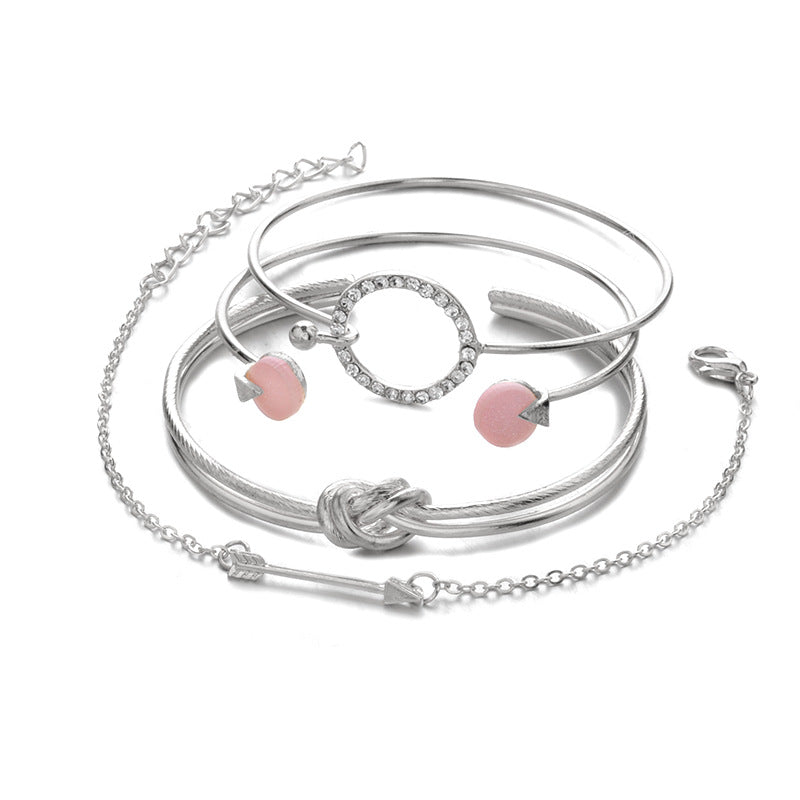 4-Piece Geometric Charm Bracelet Set – Chic, Modern & Effortlessly Stylish