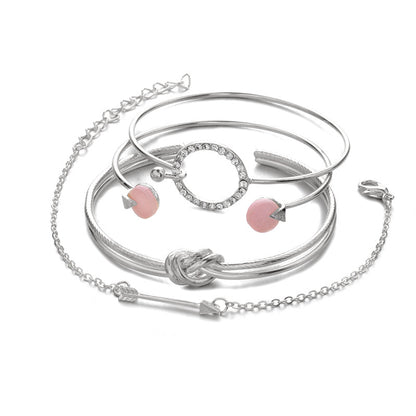 4-Piece Geometric Charm Bracelet Set – Chic, Modern & Effortlessly Stylish
