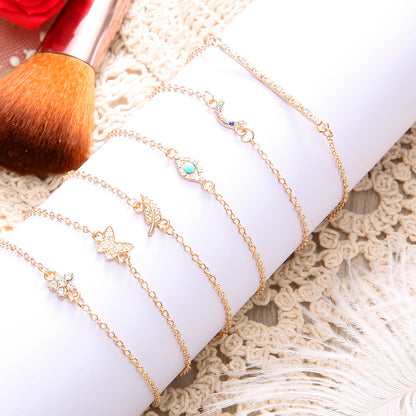 Boho Gold Charm Bracelet Set – 6-Piece Layered Look for Effortless Style