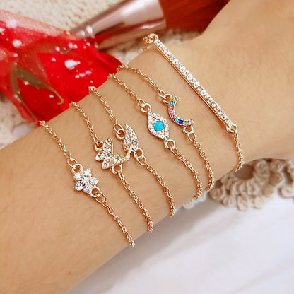 Boho Gold Charm Bracelet Set – 6-Piece Layered Look for Effortless Style