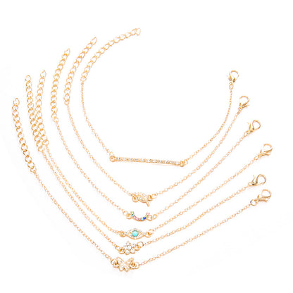 Boho Gold Charm Bracelet Set – 6-Piece Layered Look for Effortless Style