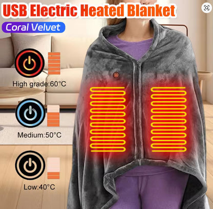 Cross-Border Electric Heating Shawl Blanket – USB Powered, 3-Speed, Multifunctional Warmth