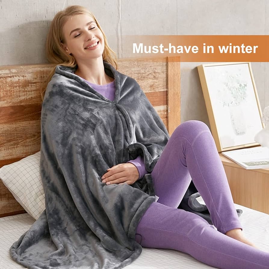 Cross-Border Electric Heating Shawl Blanket – USB Powered, 3-Speed, Multifunctional Warmth