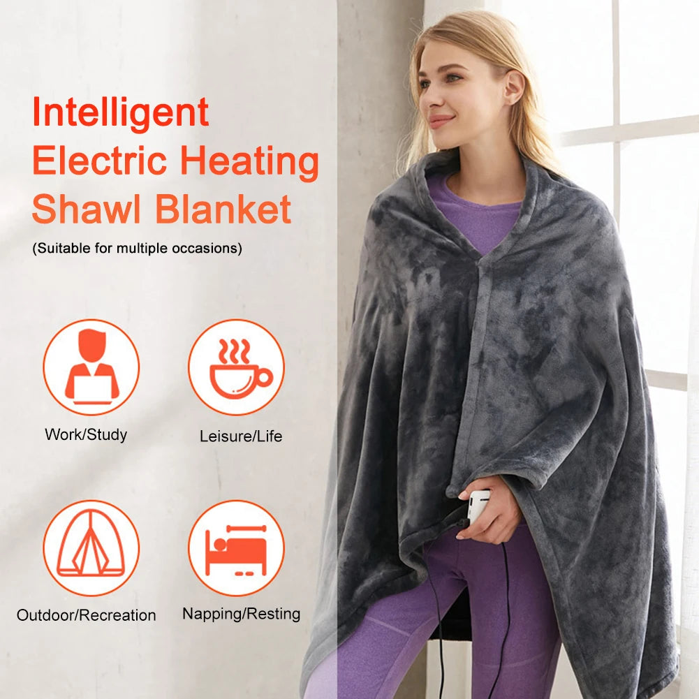 Cross-Border Electric Heating Shawl Blanket – USB Powered, 3-Speed, Multifunctional Warmth