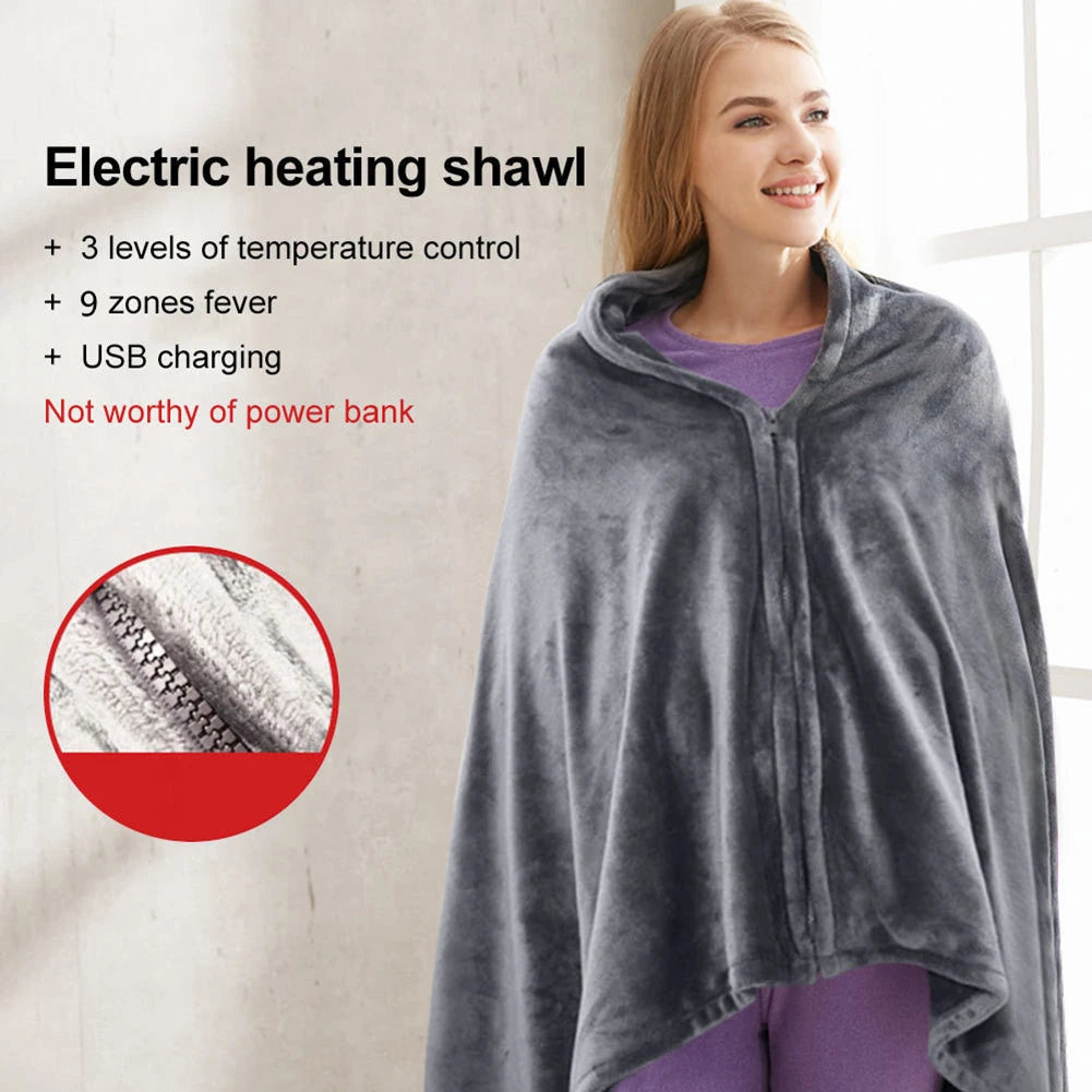 Cross-Border Electric Heating Shawl Blanket – USB Powered, 3-Speed, Multifunctional Warmth