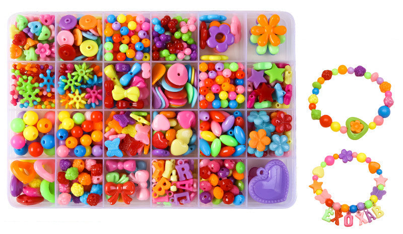 Keyou Girls' Handmade Beaded Jewelry Kit | 24 Grid DIY Bracelet & Necklace Craft Set | 800+ Acrylic Beads