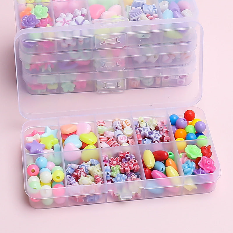 Keyou Girls' Handmade Beaded Jewelry Kit | 24 Grid DIY Bracelet & Necklace Craft Set | 800+ Acrylic Beads