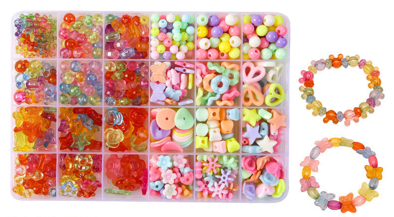 Keyou Girls' Handmade Beaded Jewelry Kit | 24 Grid DIY Bracelet & Necklace Craft Set | 800+ Acrylic Beads