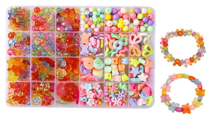 Keyou Girls' Handmade Beaded Jewelry Kit | 24 Grid DIY Bracelet & Necklace Craft Set | 800+ Acrylic Beads
