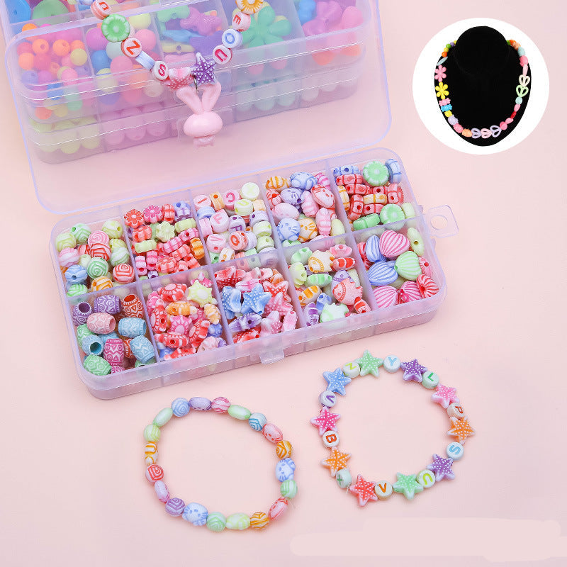 Keyou Girls' Handmade Beaded Jewelry Kit | 24 Grid DIY Bracelet & Necklace Craft Set | 800+ Acrylic Beads