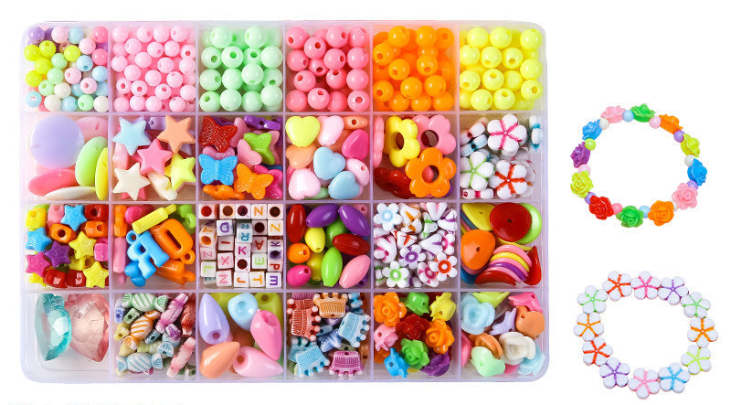 Keyou Girls' Handmade Beaded Jewelry Kit | 24 Grid DIY Bracelet & Necklace Craft Set | 800+ Acrylic Beads