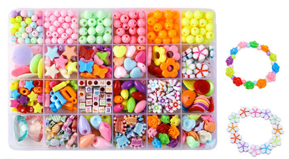 Keyou Girls' Handmade Beaded Jewelry Kit | 24 Grid DIY Bracelet & Necklace Craft Set | 800+ Acrylic Beads