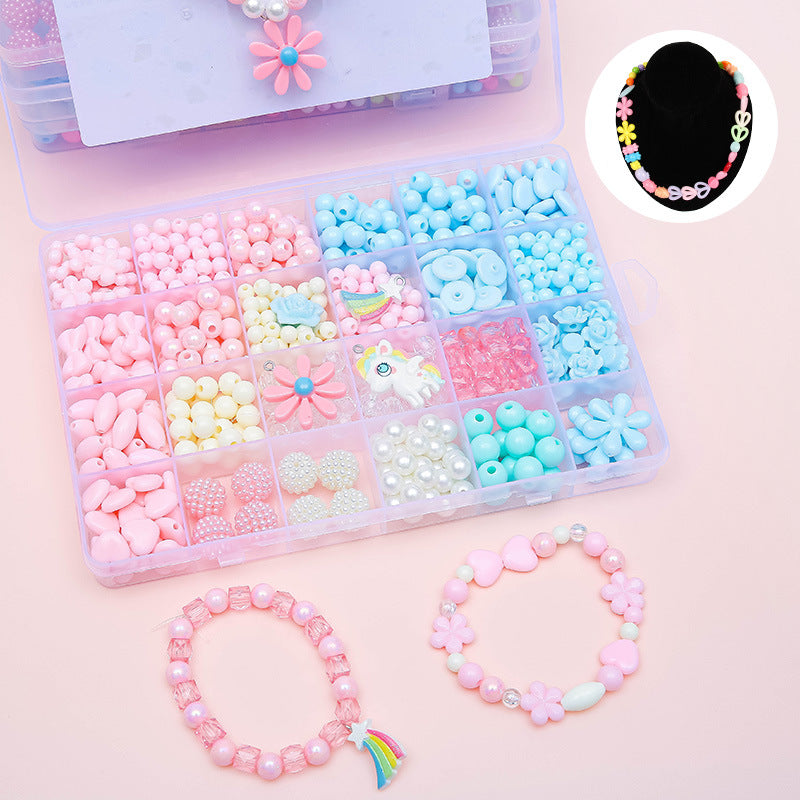 Keyou Girls' Handmade Beaded Jewelry Kit | 24 Grid DIY Bracelet & Necklace Craft Set | 800+ Acrylic Beads