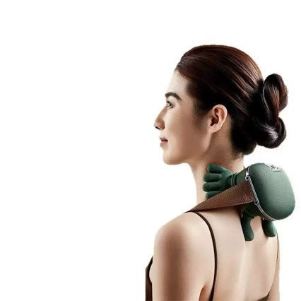 Real Hand Touch EMS Neck & Shoulder Massager  Rechargeable | 3 Speed Modes | Temperature Control | Unisex | Green Edition | 2025 New Release