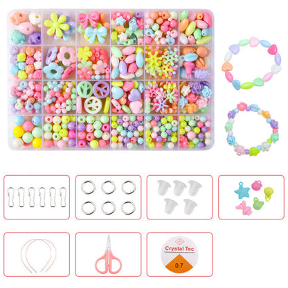 Keyou Girls' Handmade Beaded Jewelry Kit | 24 Grid DIY Bracelet & Necklace Craft Set | 800+ Acrylic Beads