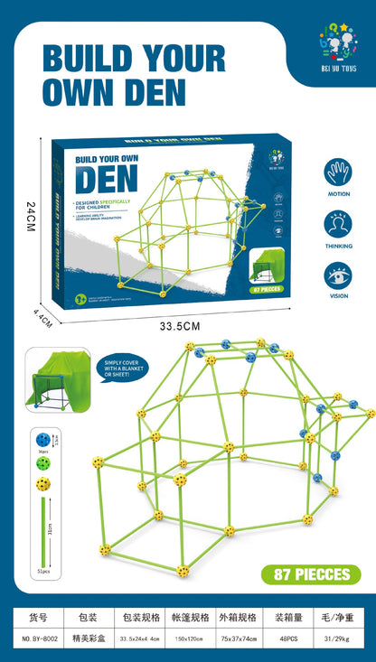 DIY Science & Education Puzzle Tent Set for Kids | 69-Piece Bead Construction Toy (No Tent Fabric)