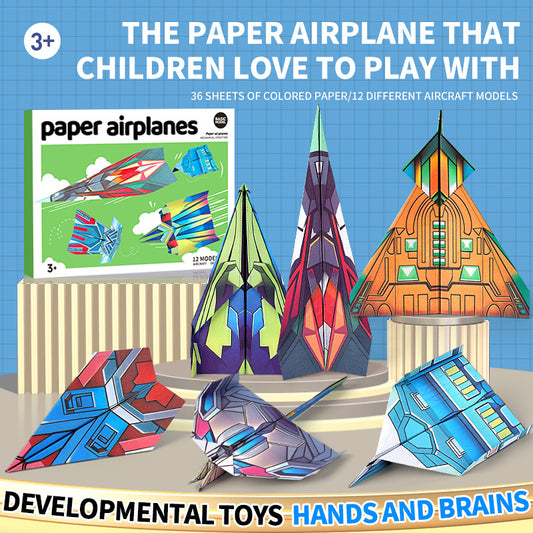 3D Color Origami Airplane Paper Toy Set – Educational Craft Toy for Kids (Ages 4–6)