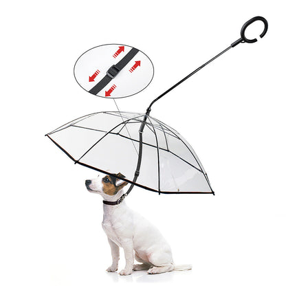 Transparent C-Shaped Pet Umbrella with Leash  Rainy Day Dog Walking Leash