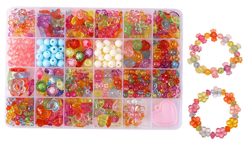 Keyou Girls' Handmade Beaded Jewelry Kit | 24 Grid DIY Bracelet & Necklace Craft Set | 800+ Acrylic Beads