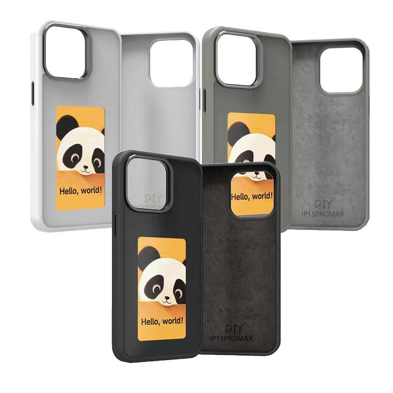 Smart NFC E-Ink Phone Case for Iphone 15 Pro Max,Ink Screen Phone Case for IPhone13/14/15, Long-Lasting Imaging Display Photos (for iphone 15pro) Black