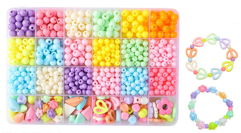 Keyou Girls' Handmade Beaded Jewelry Kit | 24 Grid DIY Bracelet & Necklace Craft Set | 800+ Acrylic Beads