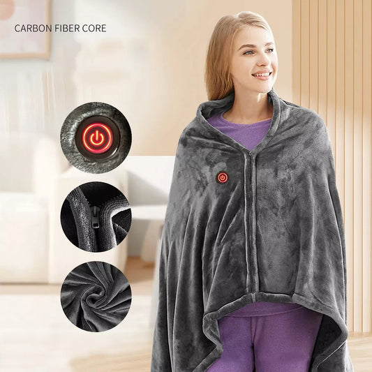 Cross-Border Electric Heating Shawl Blanket – USB Powered, 3-Speed, Multifunctional Warmth