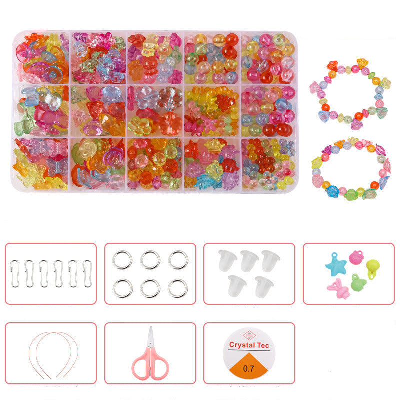 Keyou Girls' Handmade Beaded Jewelry Kit | 24 Grid DIY Bracelet & Necklace Craft Set | 800+ Acrylic Beads