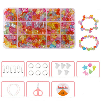 Keyou Girls' Handmade Beaded Jewelry Kit | 24 Grid DIY Bracelet & Necklace Craft Set | 800+ Acrylic Beads