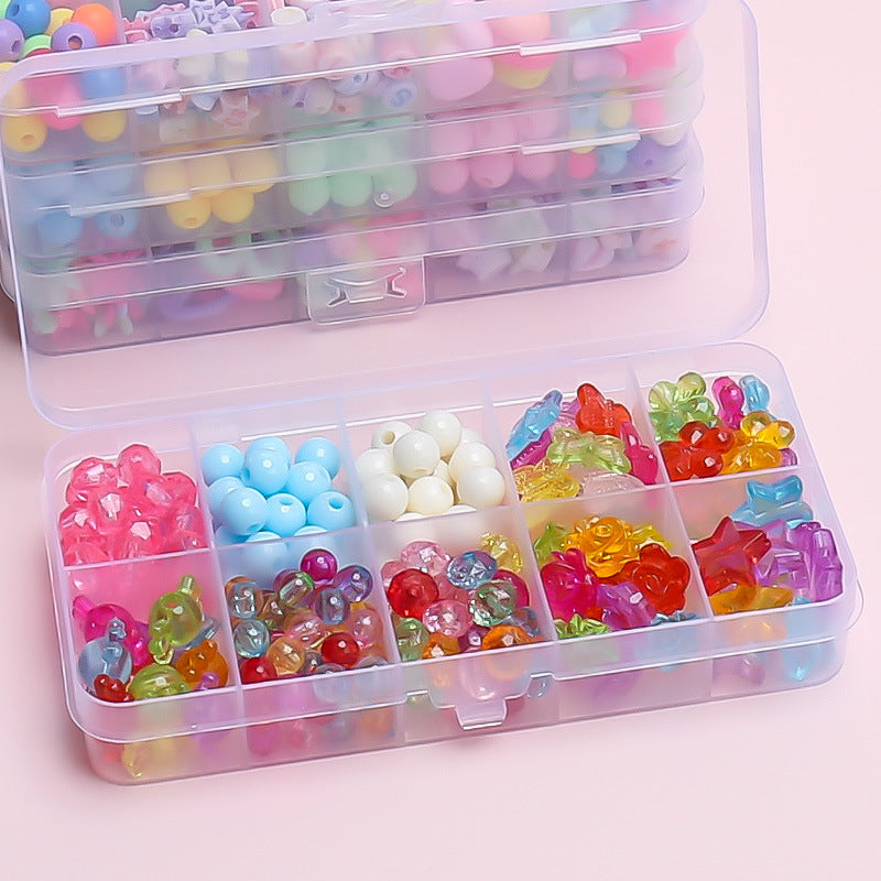 Keyou Girls' Handmade Beaded Jewelry Kit | 24 Grid DIY Bracelet & Necklace Craft Set | 800+ Acrylic Beads