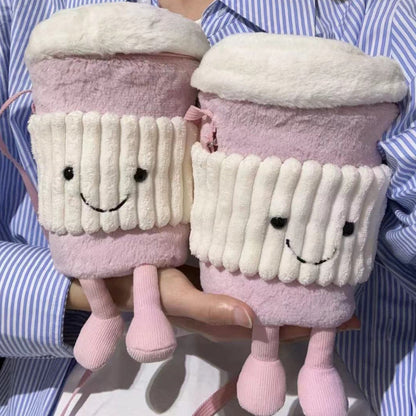 Coffee & Milk Tea Cup Plush Crossbody Bag – Urban Minimalist Bucket Bag