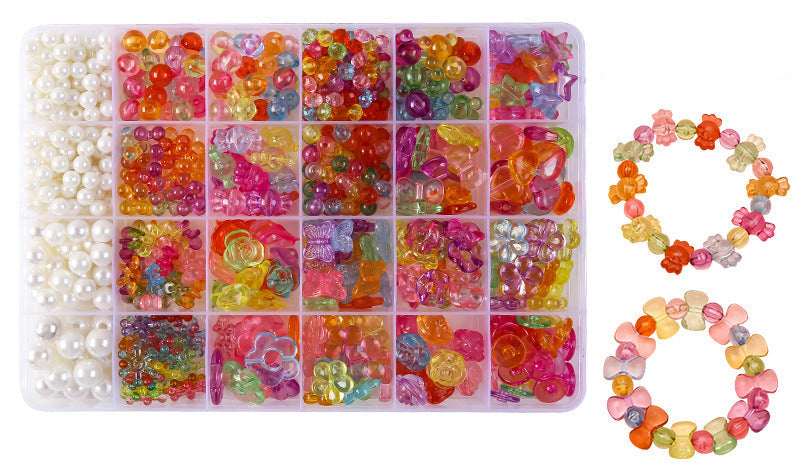 Keyou Girls' Handmade Beaded Jewelry Kit | 24 Grid DIY Bracelet & Necklace Craft Set | 800+ Acrylic Beads