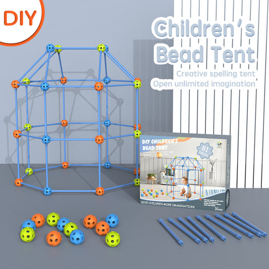 DIY Science & Education Puzzle Tent Set for Kids | 69-Piece Bead Construction Toy (No Tent Fabric)