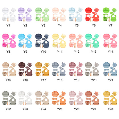 Baby Silicone Suction Plate & Bowl Set | Divided Food Tray | BPA-Free Toddler Tableware