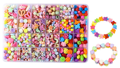 Keyou Girls' Handmade Beaded Jewelry Kit | 24 Grid DIY Bracelet & Necklace Craft Set | 800+ Acrylic Beads