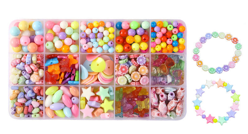 Keyou Girls' Handmade Beaded Jewelry Kit | 24 Grid DIY Bracelet & Necklace Craft Set | 800+ Acrylic Beads