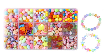 Keyou Girls' Handmade Beaded Jewelry Kit | 24 Grid DIY Bracelet & Necklace Craft Set | 800+ Acrylic Beads