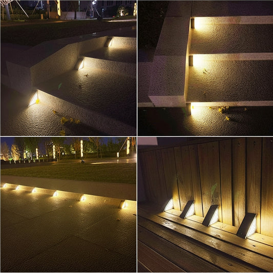 Cross-border Solar Triangular Step Light – 24 LED Warm White