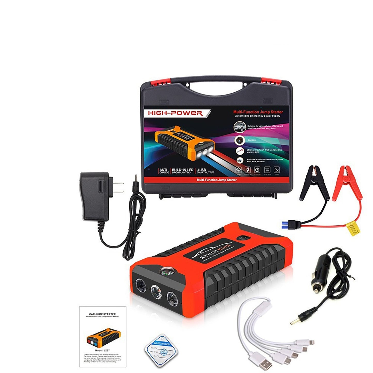 1000A Jump Starter & Air Pump – Emergency Car Power Supply | Portable Battery Booster with LED & Toolbox