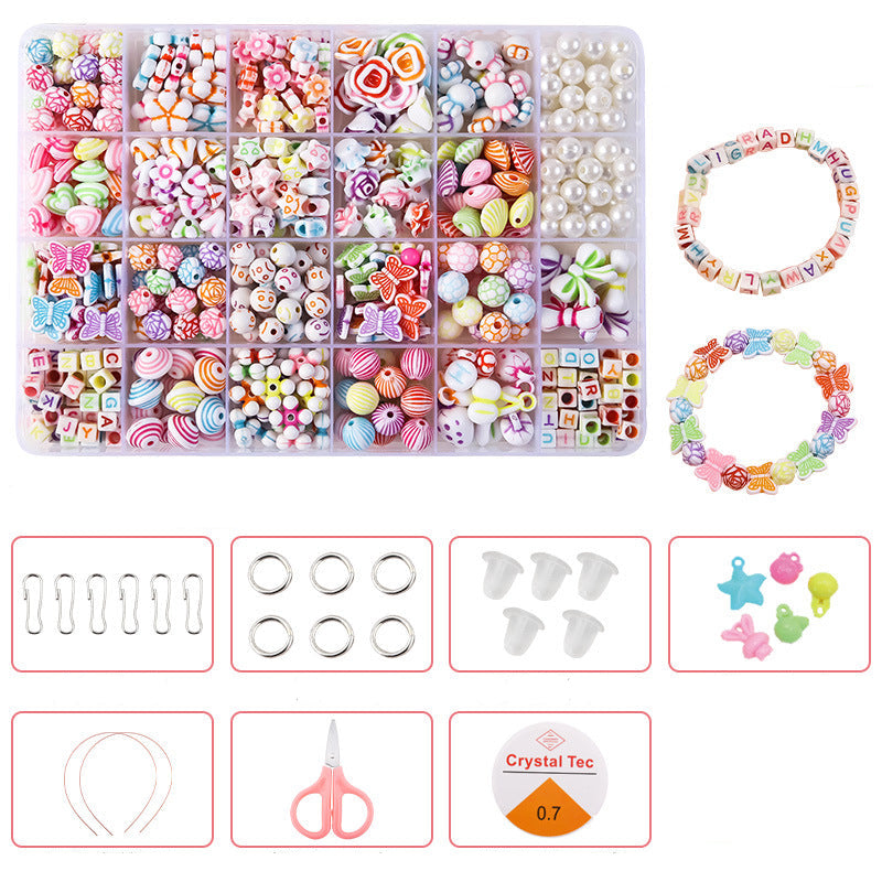 Keyou Girls' Handmade Beaded Jewelry Kit | 24 Grid DIY Bracelet & Necklace Craft Set | 800+ Acrylic Beads