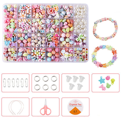 Keyou Girls' Handmade Beaded Jewelry Kit | 24 Grid DIY Bracelet & Necklace Craft Set | 800+ Acrylic Beads