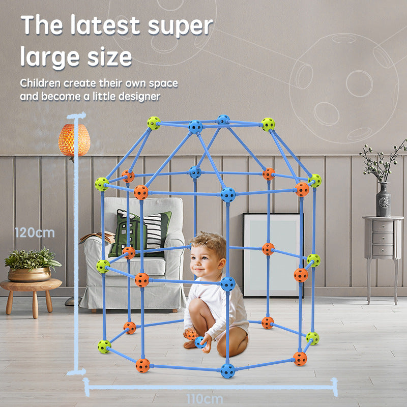 DIY Science & Education Puzzle Tent Set for Kids | 69-Piece Bead Construction Toy (No Tent Fabric)